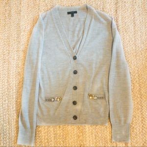 J Crew Heather Gray Cardigan Sweater Sz Large